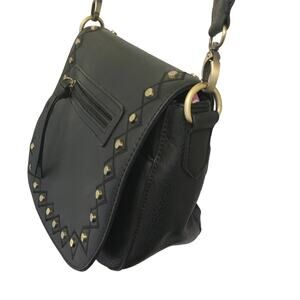 GAL Messenger Style Vegan Leather Flap Bag w/ Bronze Studs